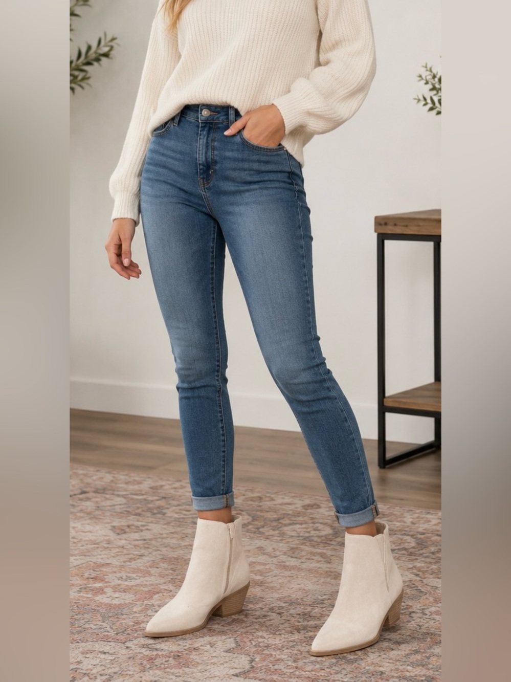 ShuShop Ivory Pointed Toe Ankle Booties with Side Zip